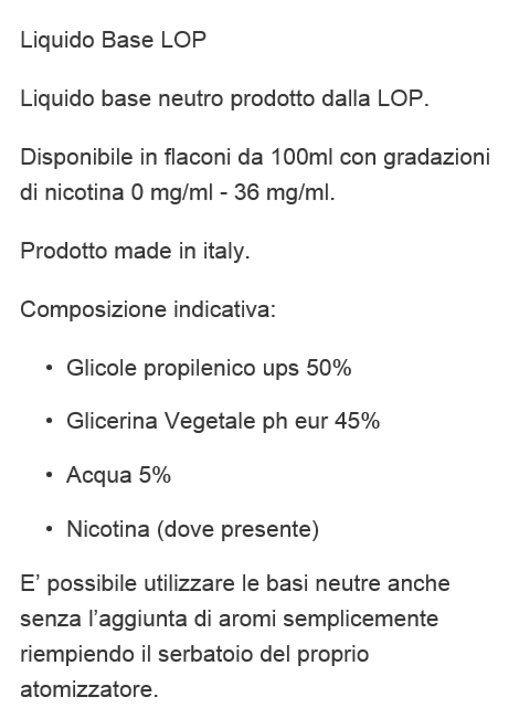 BASE NEUTRA Glicerina Vegetale e Glicole Propilenico 50/50 Ph-Eur